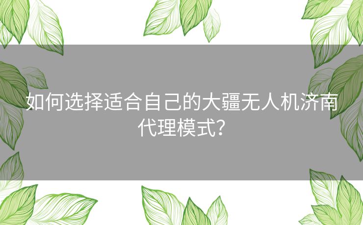 如何选择适合自己的大疆无人机济南代理模式？