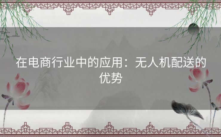 在电商行业中的应用：无人机配送的优势