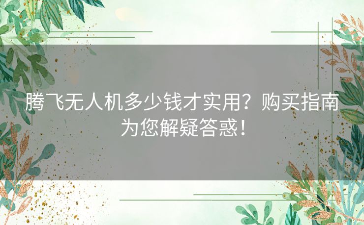 腾飞无人机多少钱才实用？购买指南为您解疑答惑！