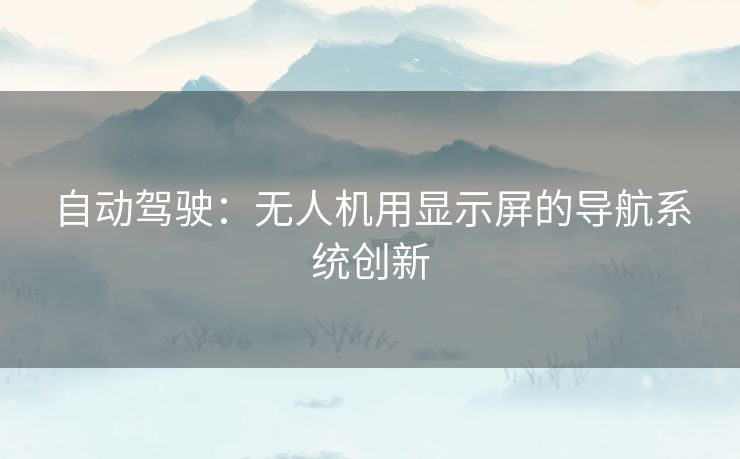 自动驾驶：无人机用显示屏的导航系统创新