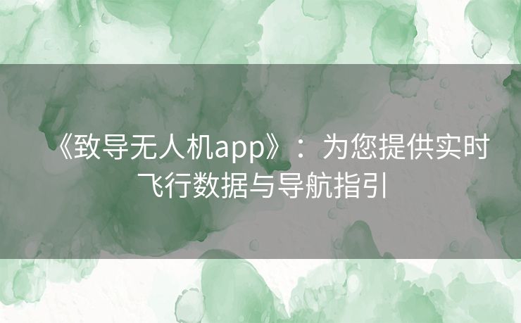 《致导无人机app》：为您提供实时飞行数据与导航指引