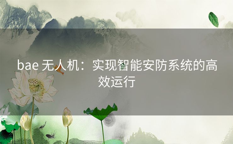 bae 无人机：实现智能安防系统的高效运行