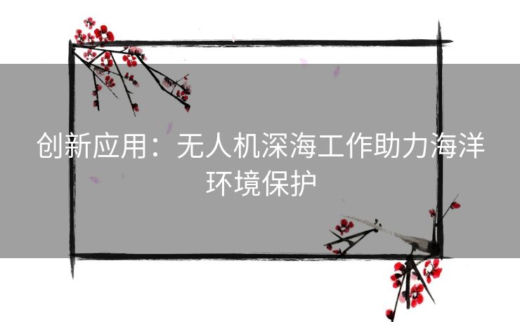 创新应用：无人机深海工作助力海洋环境保护