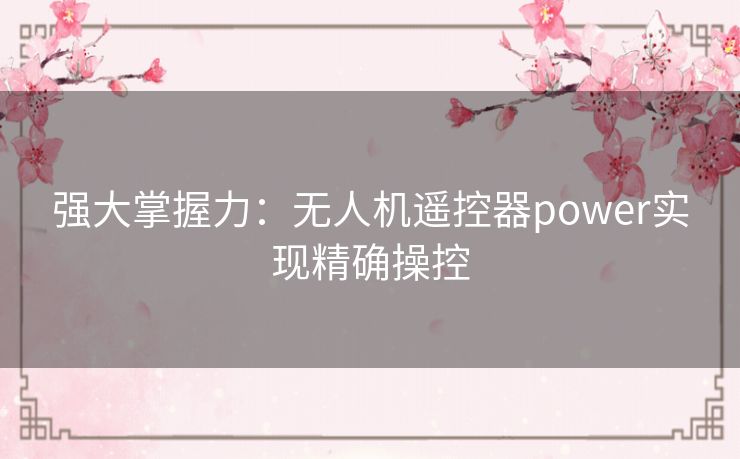 强大掌握力：无人机遥控器power实现精确操控