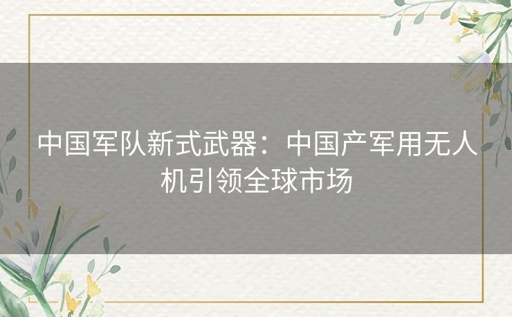 中国军队新式武器：中国产军用无人机引领全球市场