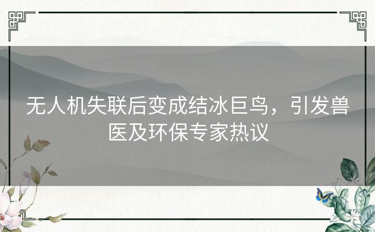 无人机失联后变成结冰巨鸟，引发兽医及环保专家热议