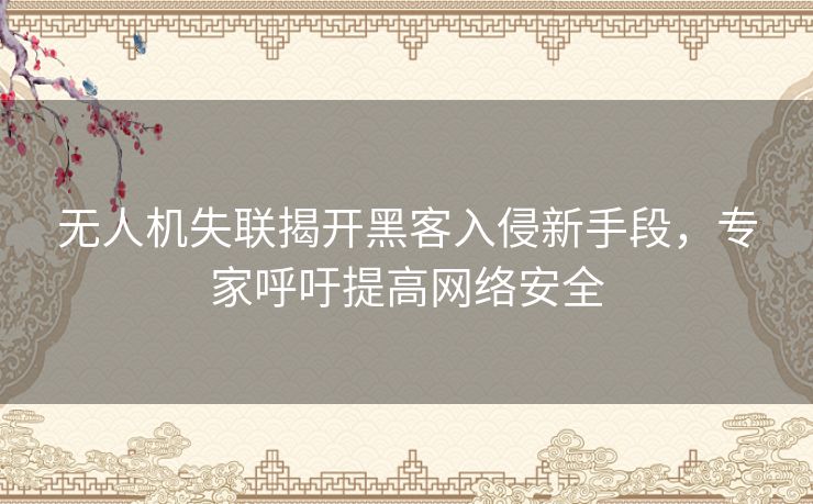 无人机失联揭开黑客入侵新手段，专家呼吁提高网络安全