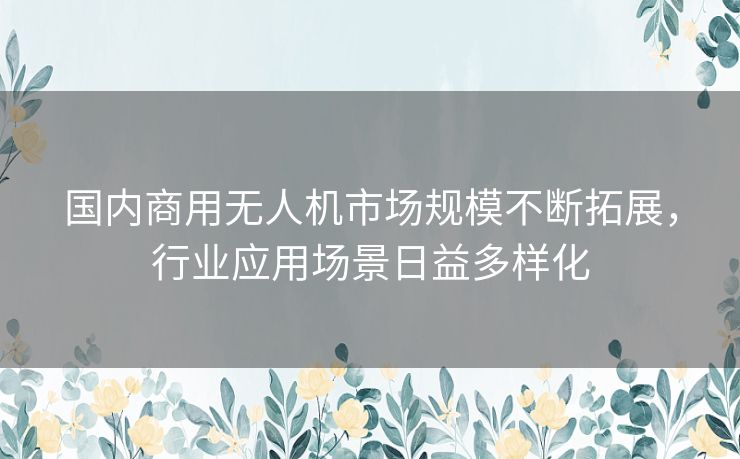 国内商用无人机市场规模不断拓展，行业应用场景日益多样化