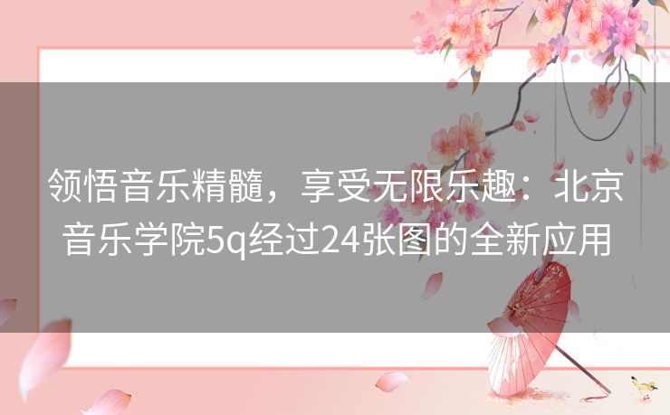 领悟音乐精髓，享受无限乐趣：北京音乐学院5q经过24张图的全新应用