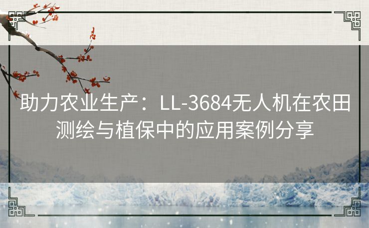 助力农业生产：LL-3684无人机在农田测绘与植保中的应用案例分享