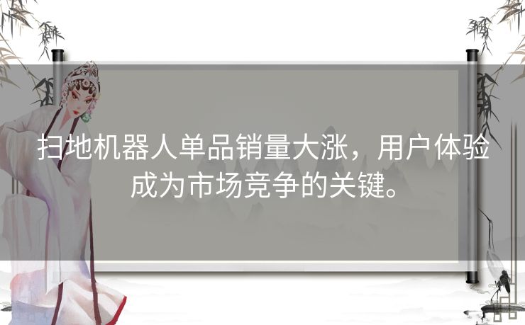 扫地机器人单品销量大涨，用户体验成为市场竞争的关键。