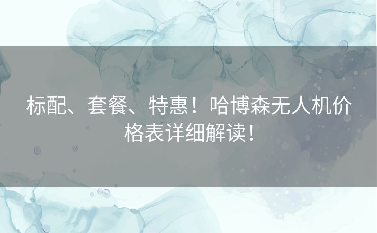 标配、套餐、特惠！哈博森无人机价格表详细解读！