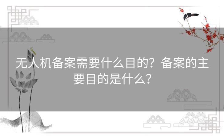 无人机备案需要什么目的？备案的主要目的是什么？