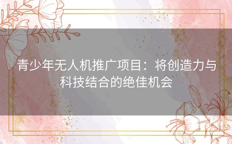 青少年无人机推广项目：将创造力与科技结合的绝佳机会