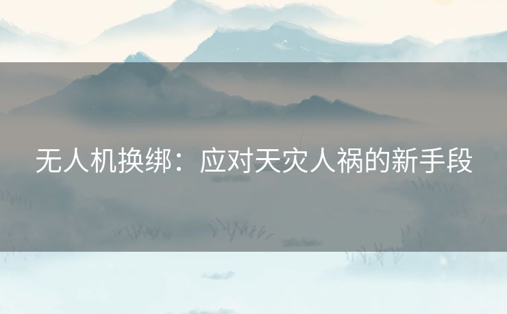 无人机换绑：应对天灾人祸的新手段