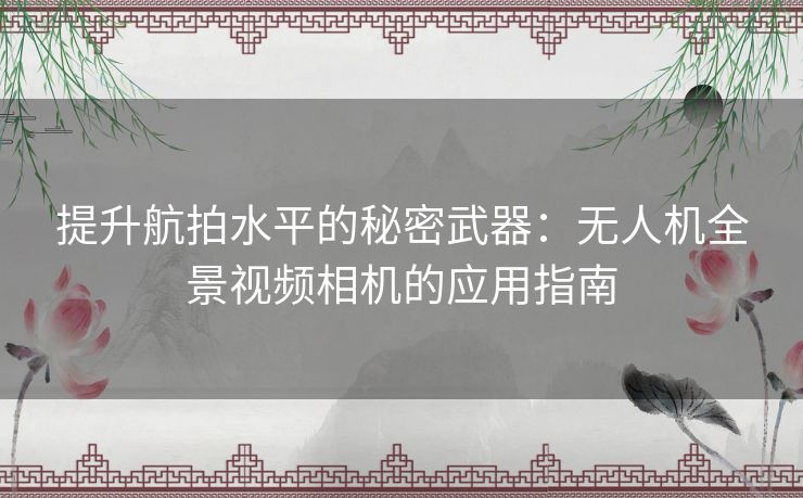 提升航拍水平的秘密武器：无人机全景视频相机的应用指南