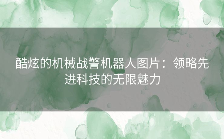 酷炫的机械战警机器人图片：领略先进科技的无限魅力