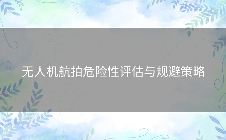 无人机航拍危险性评估与规避策略