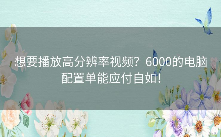 想要播放高分辨率视频？6000的电脑配置单能应付自如！