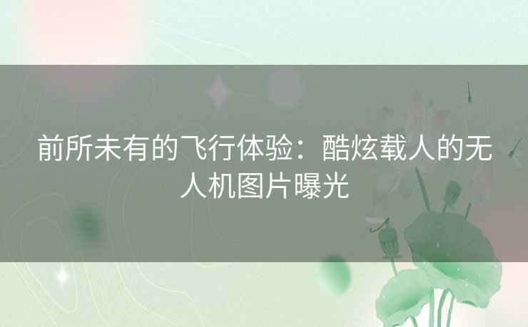 前所未有的飞行体验：酷炫载人的无人机图片曝光