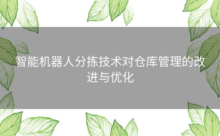 智能机器人分拣技术对仓库管理的改进与优化