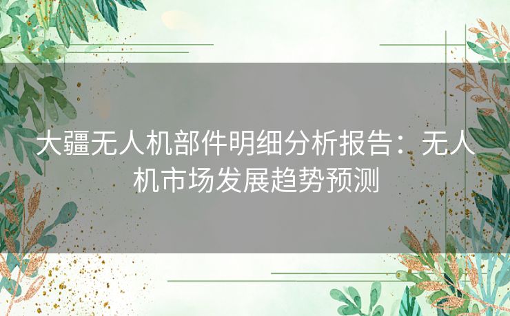 大疆无人机部件明细分析报告：无人机市场发展趋势预测