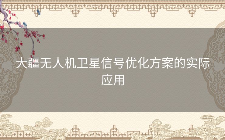 大疆无人机卫星信号优化方案的实际应用