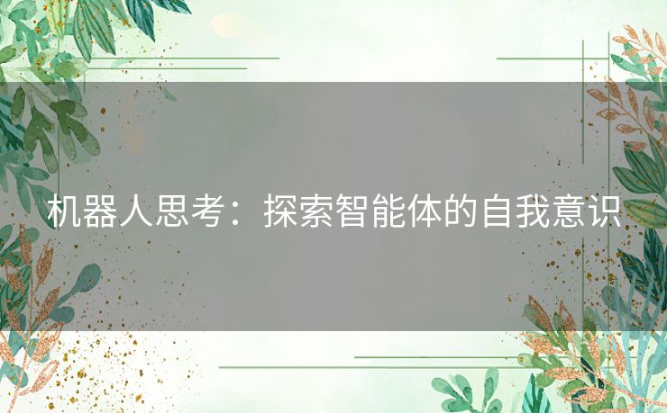 机器人思考：探索智能体的自我意识