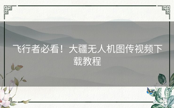 飞行者必看！大疆无人机图传视频下载教程