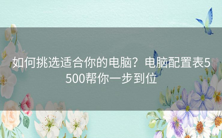 如何挑选适合你的电脑？电脑配置表5500帮你一步到位