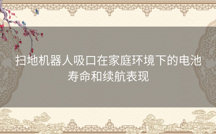 扫地机器人吸口在家庭环境下的电池寿命和续航表现