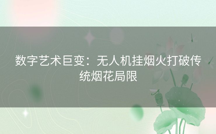 数字艺术巨变：无人机挂烟火打破传统烟花局限