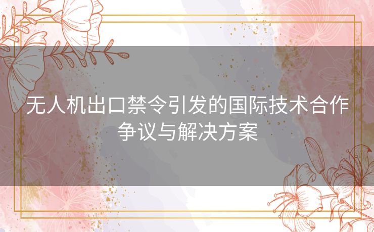 无人机出口禁令引发的国际技术合作争议与解决方案