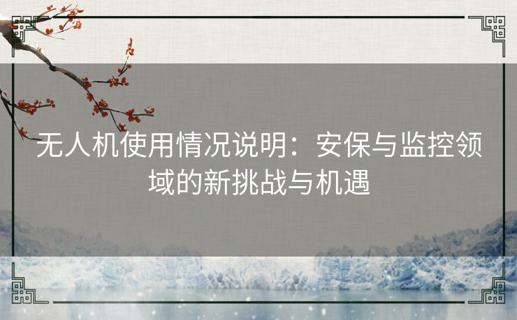 无人机使用情况说明：安保与监控领域的新挑战与机遇