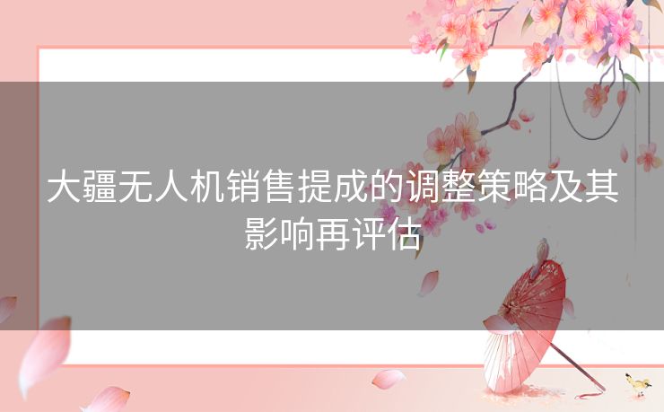 大疆无人机销售提成的调整策略及其影响再评估