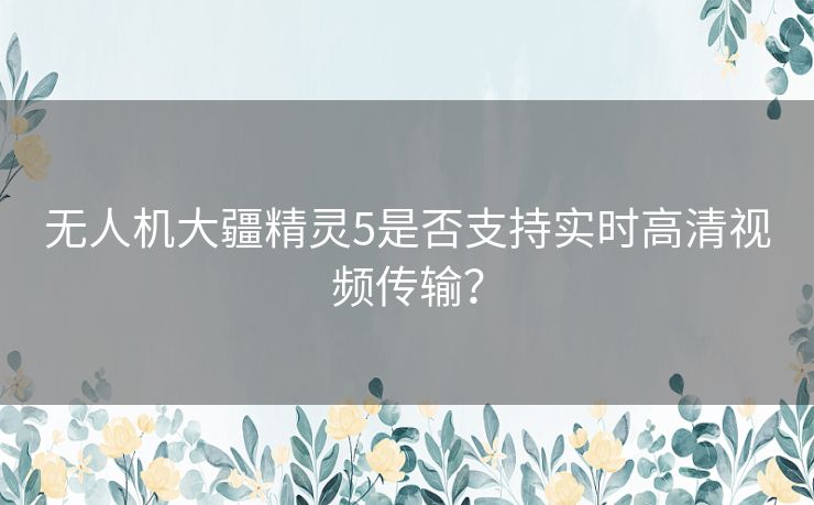 无人机大疆精灵5是否支持实时高清视频传输？