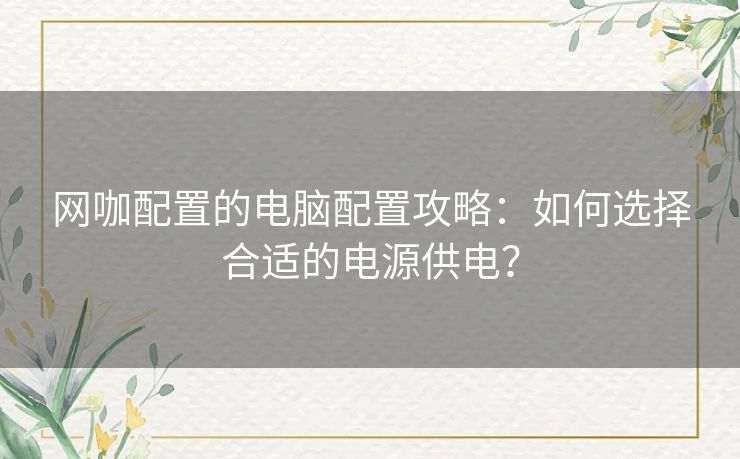 网咖配置的电脑配置攻略：如何选择合适的电源供电？