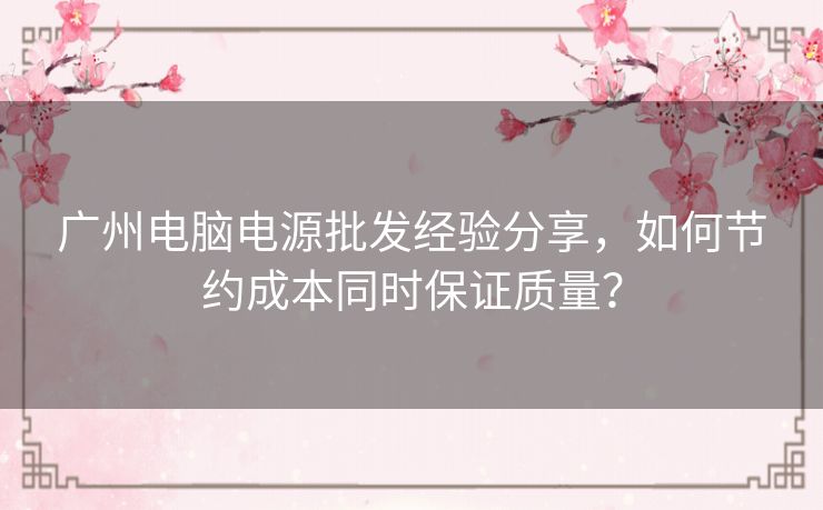 广州电脑电源批发经验分享，如何节约成本同时保证质量？