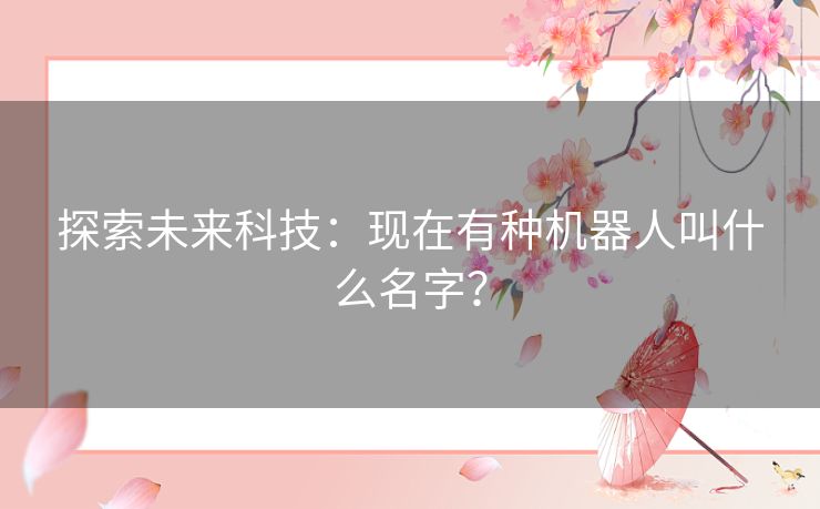 探索未来科技：现在有种机器人叫什么名字？