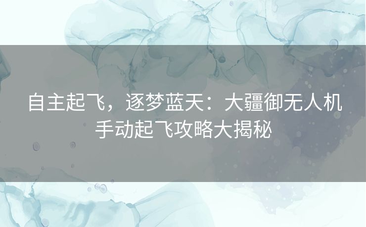 自主起飞，逐梦蓝天：大疆御无人机手动起飞攻略大揭秘