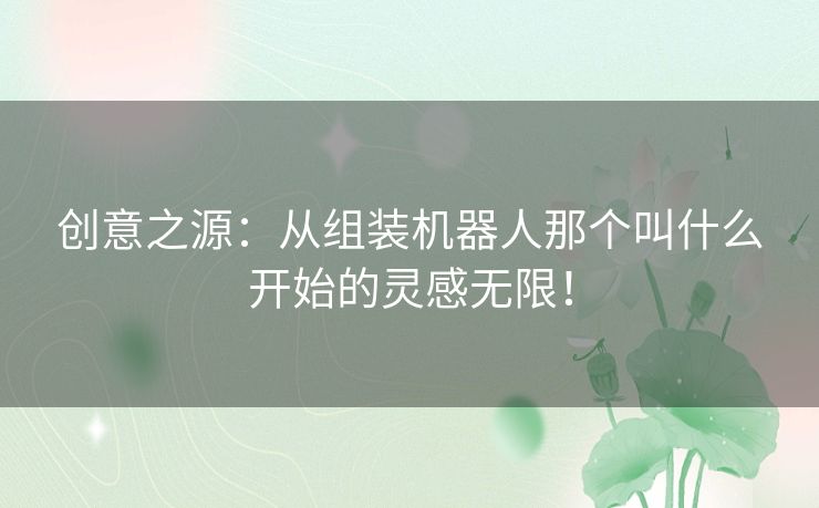 创意之源：从组装机器人那个叫什么开始的灵感无限！