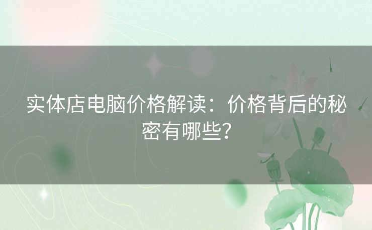 实体店电脑价格解读：价格背后的秘密有哪些？