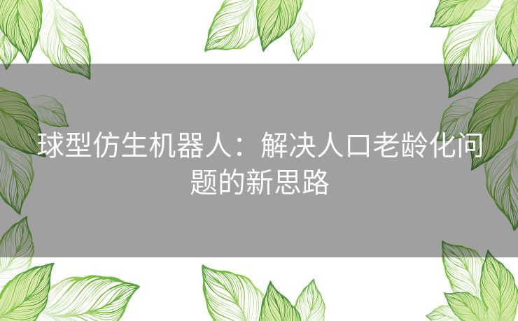 球型仿生机器人：解决人口老龄化问题的新思路