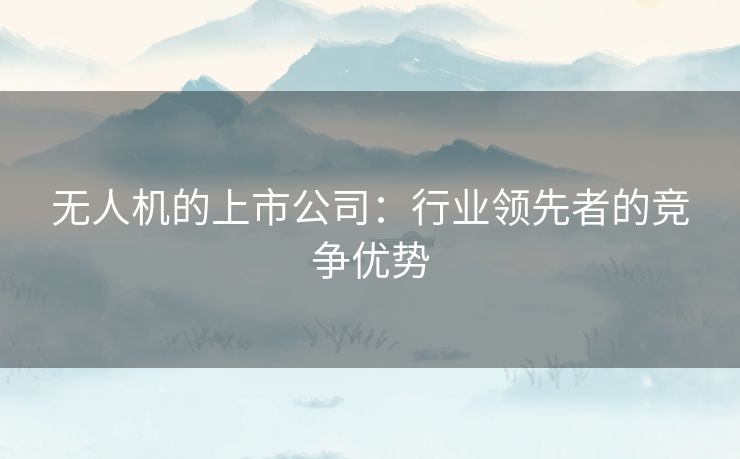 无人机的上市公司：行业领先者的竞争优势