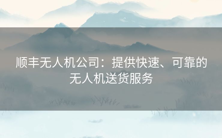 顺丰无人机公司：提供快速、可靠的无人机送货服务