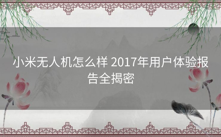 小米无人机怎么样 2017年用户体验报告全揭密