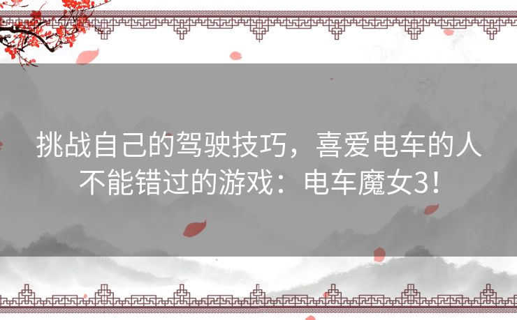 挑战自己的驾驶技巧，喜爱电车的人不能错过的游戏：电车魔女3！