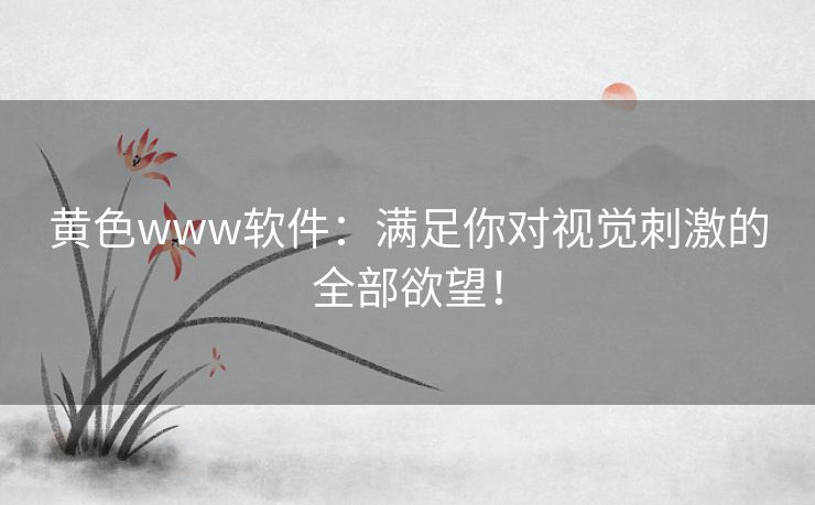 黄色www软件：满足你对视觉刺激的全部欲望！