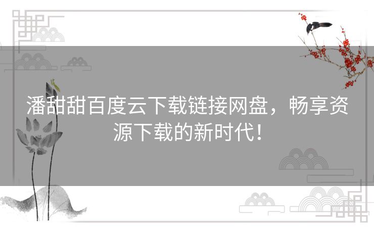 潘甜甜百度云下载链接网盘，畅享资源下载的新时代！